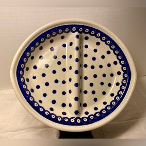 Boleslawiec Polish Pottery Country 10" Oval Divided Veg  Bowl 10 1/4"